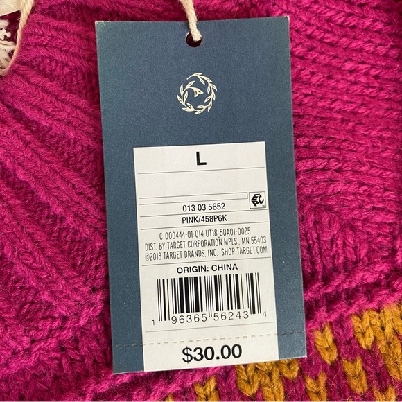 Universal Thread Pink Fair Isle Mock Neck Sweater Size L - Picture 7 of 7